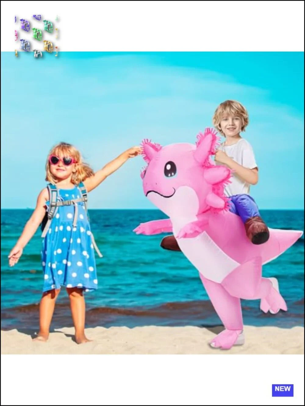 Kids Inflatable Axolotl Costume Ride On Blow Up Halloween Cosplay Party